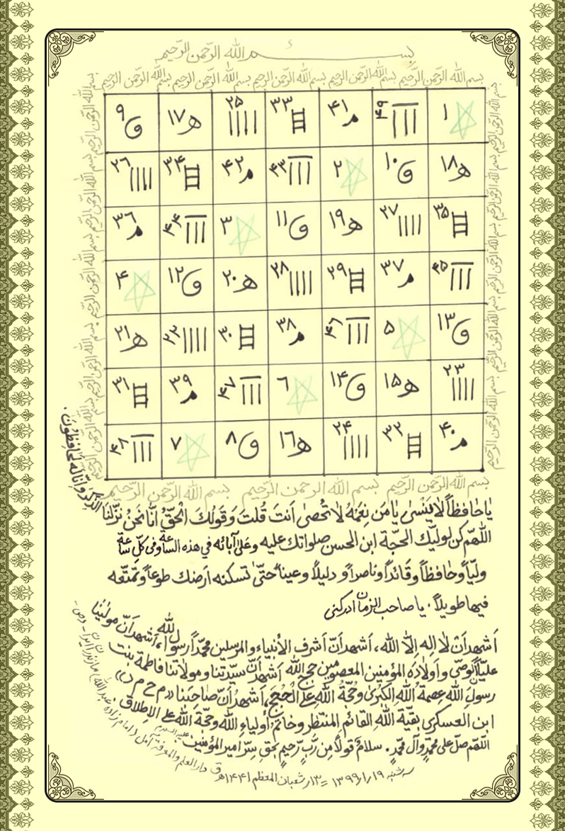 دعای-جدول-۷در۷-و-حرز