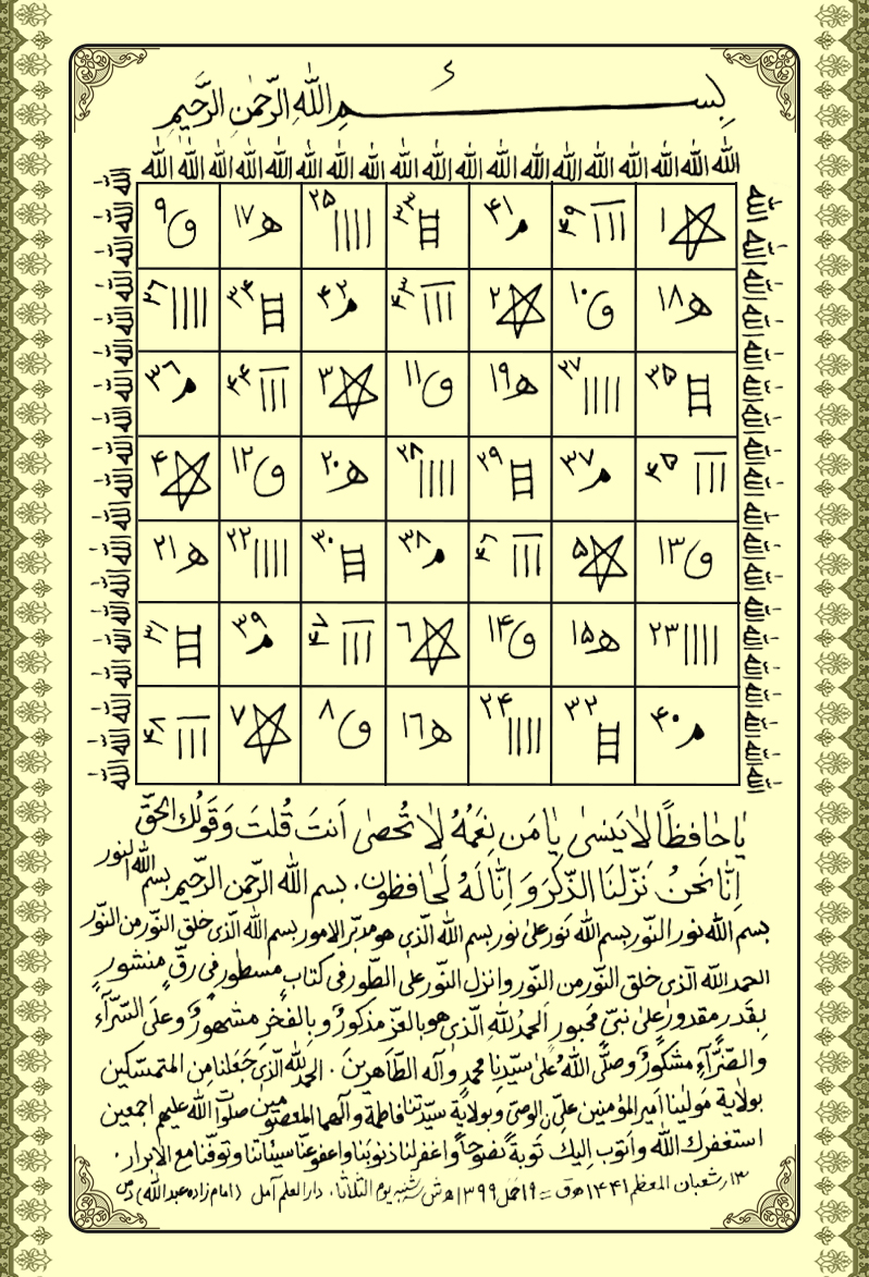 دعای-جدول-۷در۷-و-حرز